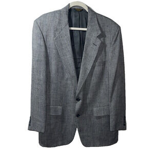 VTG HunterHaig /Jordan Marsh Mens Sz 42S Blazer‎ Wool Dark Blue Gray Knit